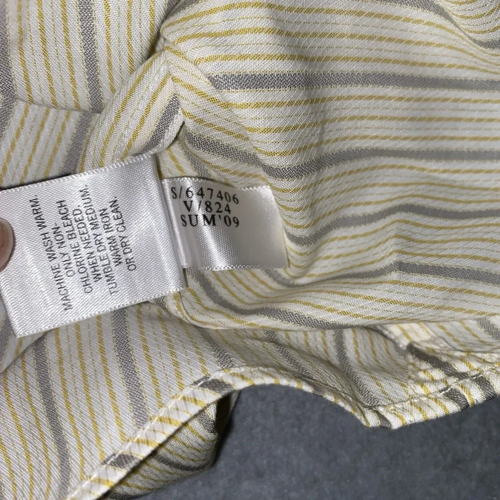 Banana Republic Button Up Shirt Men's L 16-16.5 Yellow Gray‎ Stripe Long Sleeve
